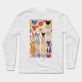 Hilma af Klint's Feline Kaleidoscope: Abstract Whimsy Long Sleeve T-Shirt